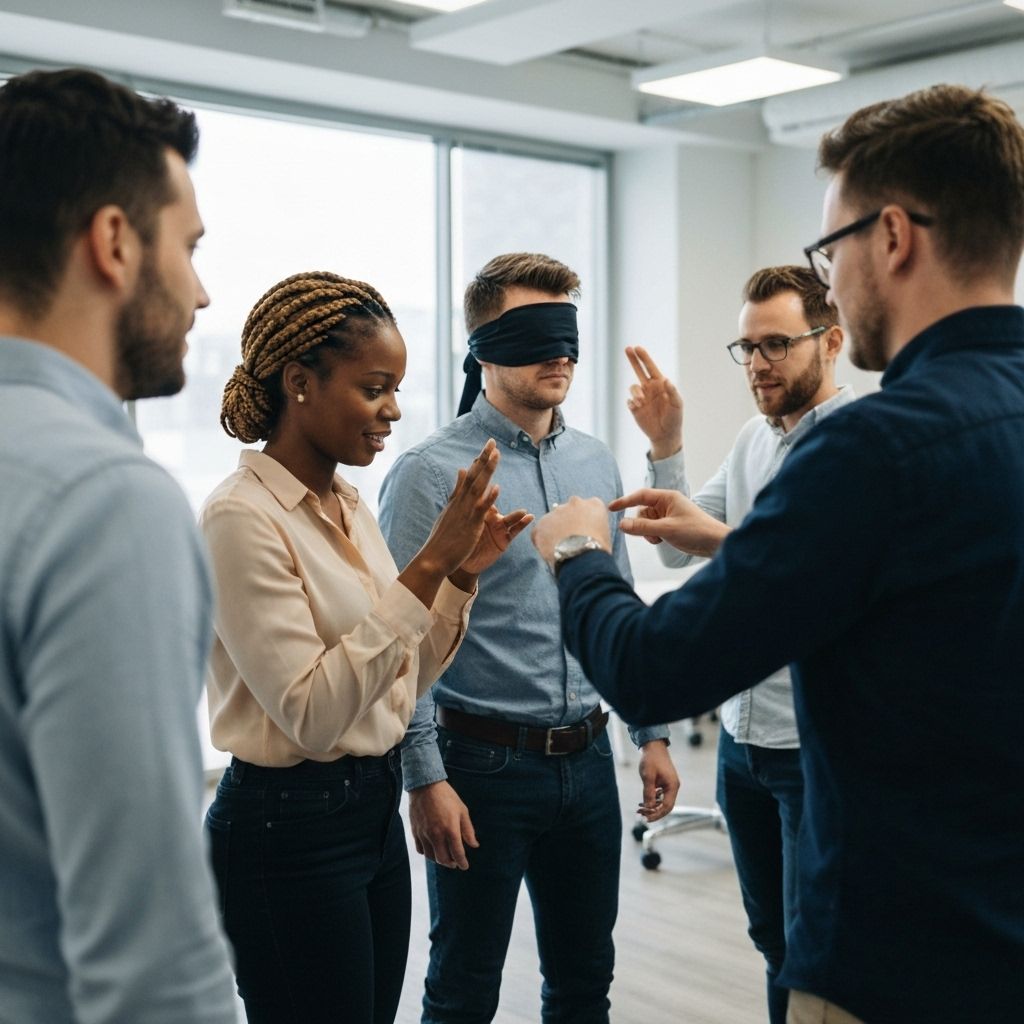 Team som genomför kommunikationsövning